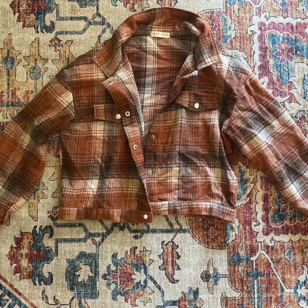 Orange and brown plaid cropped